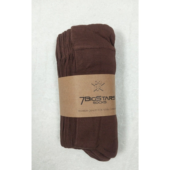 7 Big Stars Men's Shocks Size 13-15 Brown Bamboo Blend Crew Socks 6 Pack NWT - Picture 3 of 4